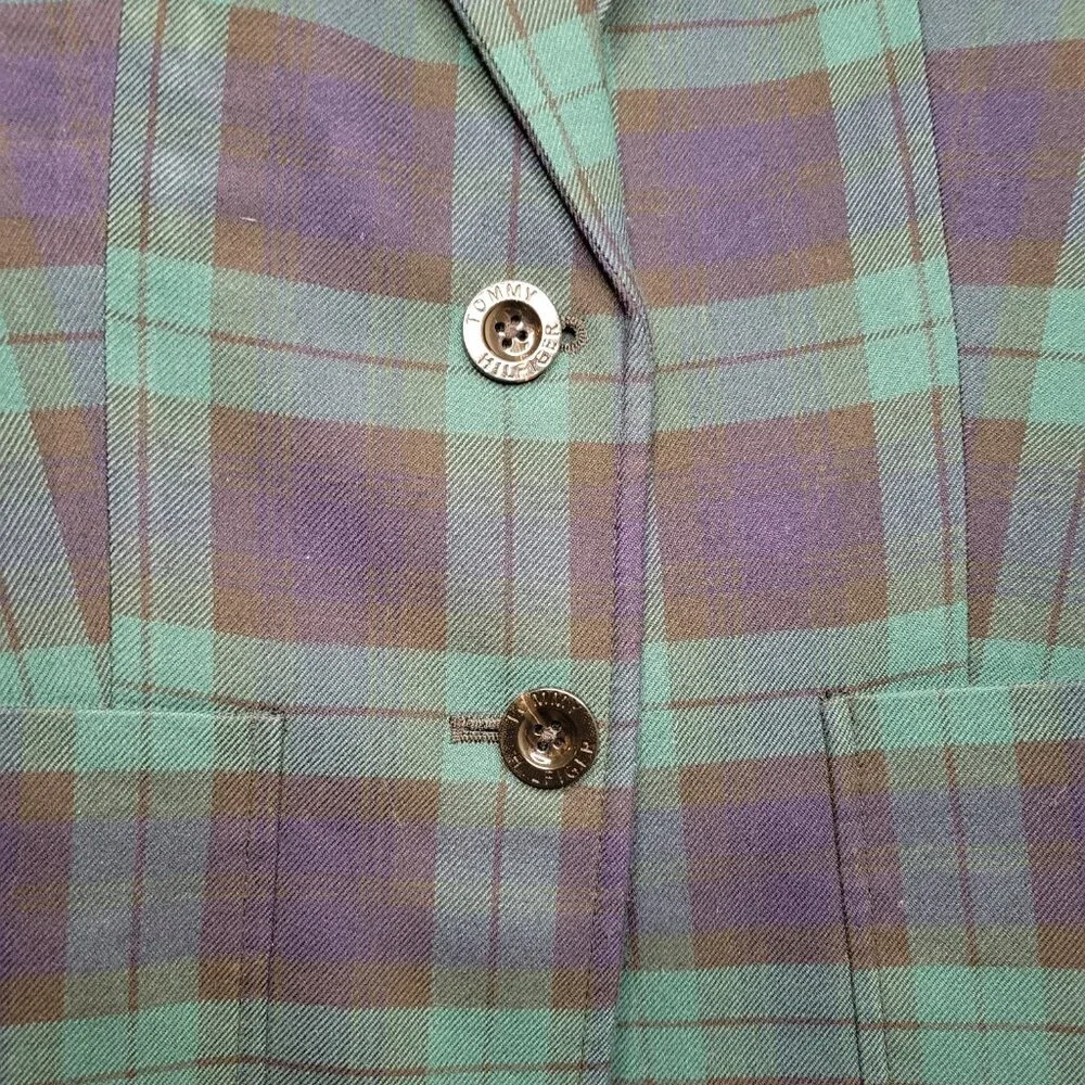 Tommy Hilfiger Plaid Blazer Sz 10 Boss Lady Vibe - Picture 7 of 14